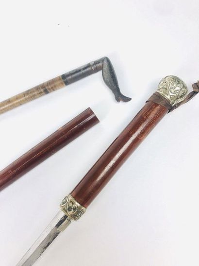 null Set of TWO CANNES, one dagger and the other from French Cancan. Length: 90 and...