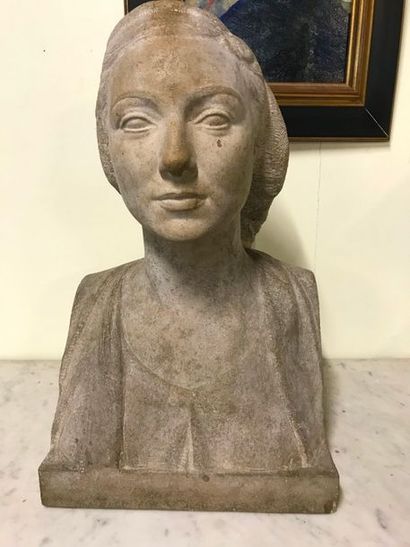 null Firmin MICHELET, buste de femme en pierre sculptée