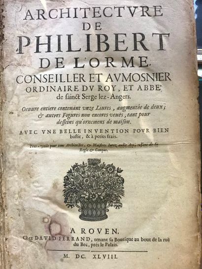 null ARCHITECTURE de PHILIBERT DE L'ORME 1648, chez David Ferrand, 1648. Dos arr...