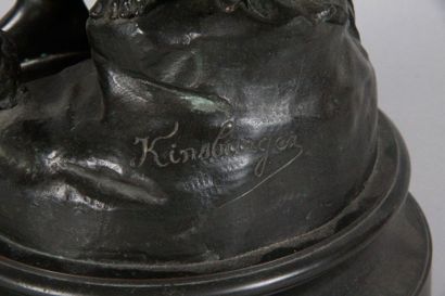 null Sylvain KINSBURGER (1855-1935) LE CHARMEUR. Epreuve en bronze à patine brune...