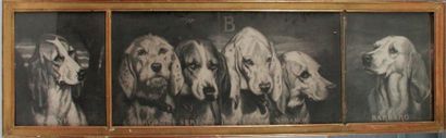 null D'APRÈS Louis Godefroy JADIN 185-1882) Portraits de chiens de meute gravure...
