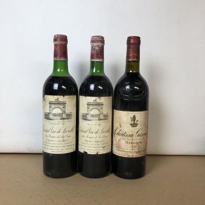 null 3 bouteilles : 1 CHÂTEAU GISCOURS 1982 3e GC Margaux, 2 CHÂTEAU LEOVILLE LAS...