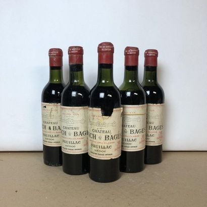 null 5 demi-bouteilles CHÂTEAU LYNCH BAGES 1961 5e GC Pauillac (niveaux : 1 léger...