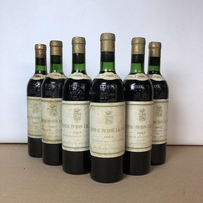 null 6 bouteilles CHÂTEAU PICHON COMTESSE DE LALANDE 1967 2e GC Pauillac (niveaux...