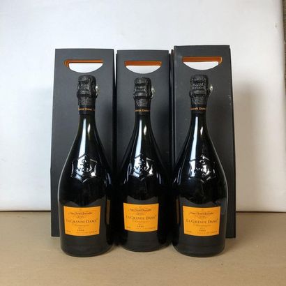 null 3 bouteilles CHAMPAGNE VEUVE CLIQUOT 1996 "La Grande Dame" (coffrets individuels...