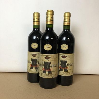 null 3 bouteilles BANDOL 1995 Château Pradeaux (étiquettes abimées, tachées, gri...