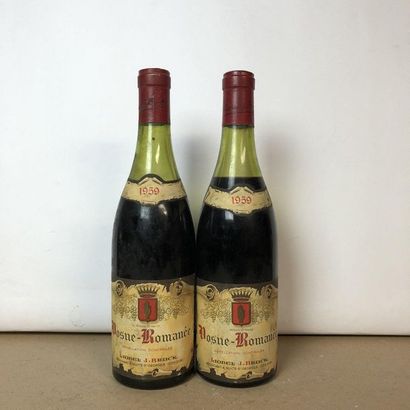 null 2 bouteilles VOSNE ROMANÉE 1959 Lionel J.Bruck (niveaux : 1 entre 5 et 5cm,...
