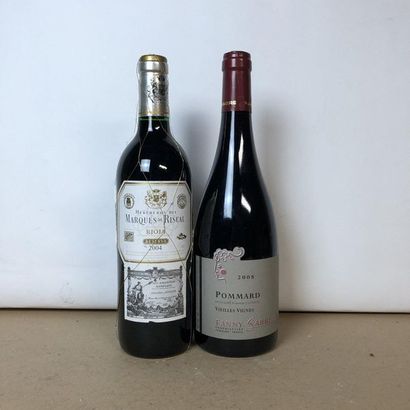 null 2 bouteilles : 1 POMMARD 2008 Fanny Sabre, 1 Espagne 2004 Rioja Marques de Riscal...