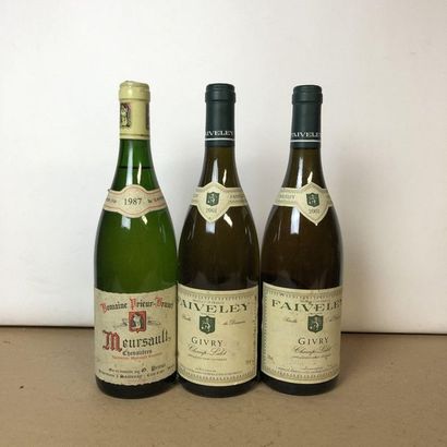 null 3 bouteilles : 2 GIVRY 2001 Champ Lalot Domaine Faiveley, 1 MEURSAULT 1987 Domaine...