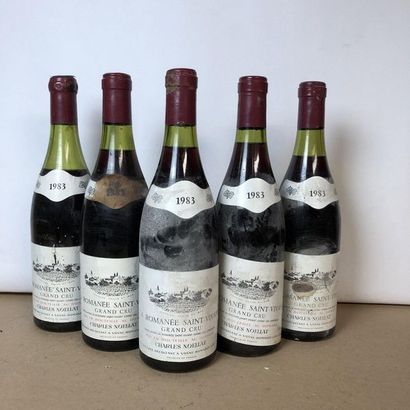 null 5 bouteilles ROMANEE SAINT-VIVANT 1983 Charles Noellat (niveaux : 1 entre 2cm...