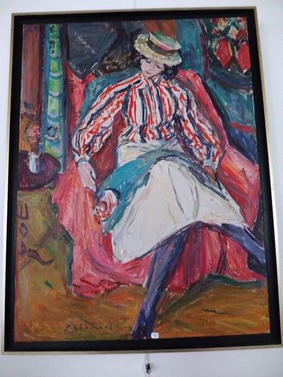 Emile SABOURAUD (1900-1996) SABOURAUD, Portrait de femme, Huile sur toile, SBG. 81...