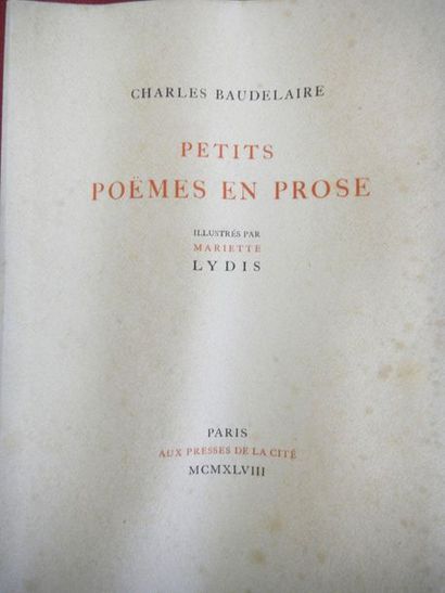 null Lot de deux livres sur vélin : Petits poemes en prose de Baudelaire illustrées...