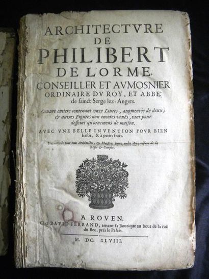 null ARCHITECTURE de PHILIBERT DE L'ORME, chez David Ferrand, 1648. Dos arraché.