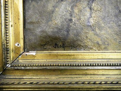 null Oil on canvas, Embarquing, illegible signature, 19th century French school....