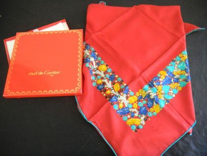 null A red silk square, 86 x86 cm Must de CARTIER