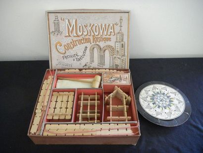 null Lot de deux jeux : construction rustique Moskowa et un phénakistiscope à plusiqueurs...