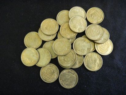 null SET of 24 pieces of 2 Francs each in bronze

