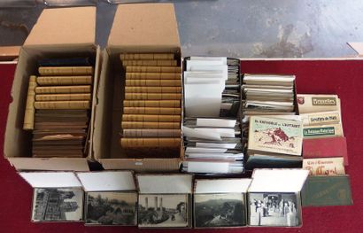 null A large batch of old postcards including 25 small fake book cases, two full...