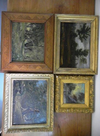 null A set of eight framed pieces including:

- 2 Oils on landscape canvas

- 2 oils...