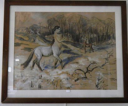 null Édouard DOIGNEAU (1865-1954)

Female centaur playing aulos

Watercolor on paper...