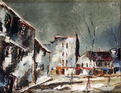 null Gilbert CHAVAN (1929-1975)

Place de village en hiver

Huile sur isorel

Signée...