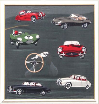 null Foulard "Jaguar"
Foulard en soie sur le thème des automobiles Jaguar. Avec une...