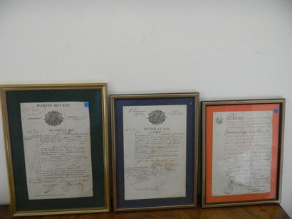 null Lot de 4 manuscrits anciens (acte de naissance , actes de la marine royale)