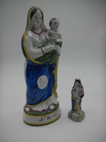 null 2 statuettes en faience Vierge moderne (accidents)

H.25 et H.10 cm