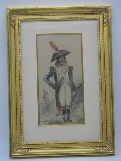null Lot de trois dessins aquarrellé sous verre portant une signature de Raffet

Napoléon,...