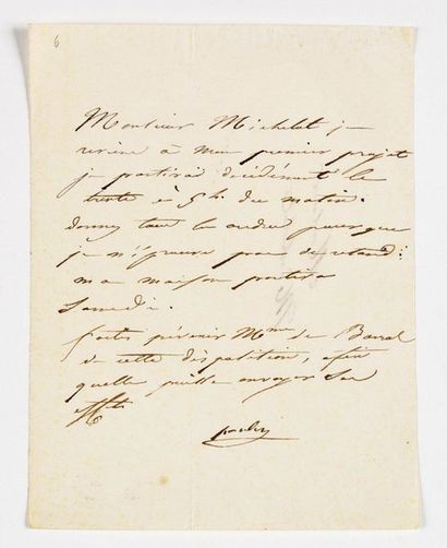 null BONAPARTE (Pauline). Letter signed "Pauline" to Jean-Paul Louis Michelot. S.d....