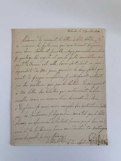 null GUSTAVE-ADOLPHE IV OF SWEDEN. Letter signed to a princess [probably Louise Marie-Thérèse...