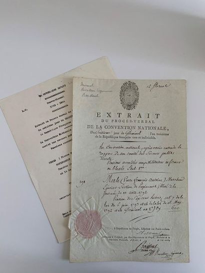 null LA RÉVELLIÈRE-LÉPEAUX (Louis-Marie de). Exhibit signed in his capacity as secretary...