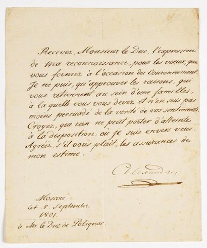 null BERNADOTTE (Jean-Baptiste Jules). Letter signed with 2 autograph words "your...