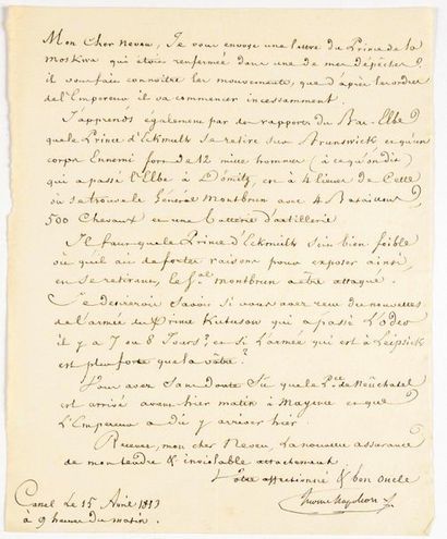 null BONAPARTE (Jérôme). Lettre signée « Jerome Napoléon » en qualité de roi de Westphalie,...