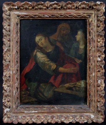 null Ecole Flamande du XVIII siècle Les trois Marie devant le tombeau du Christ Huile...