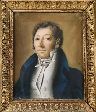 null ECOLE FRANÇAISE DU XIX Siècle Portrait d’homme Pastel H : 32 x L : 26 cm Encadré...