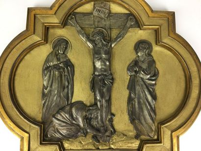 null STATIONS XI, XII, XIII et XIV d’un Chemin de croix en bronze doré, émaillé et...