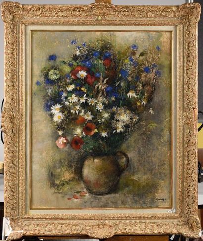 null PAUL-ELIE GERNEZ (1888-1948) Bouquet de fleurs des champs, 1934 Pastel Signé...