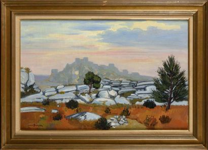 null YVES BRAYER (1907-1990) Sunset in Les Baux-de-Provence Oil on canvas Signed...
