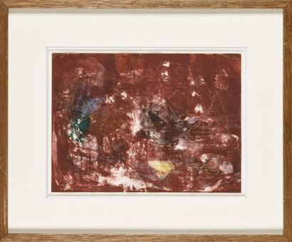 null KWAN NAM (KOR/ 1911-1990) Red composition signed 'K. Nam' (lower right), signed...