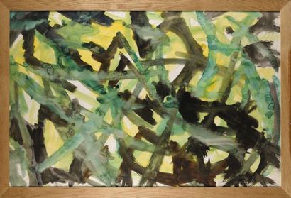 null JACOB SEMIATIN (USA/ 1915-2003) Composition (Noir Jaune Vert) Aquarelle sur...