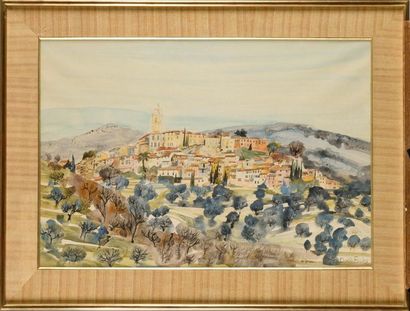 DANIÈLE FUCHS (ENG/ 1931-2013) View of Châteauneuf-Grasse...
