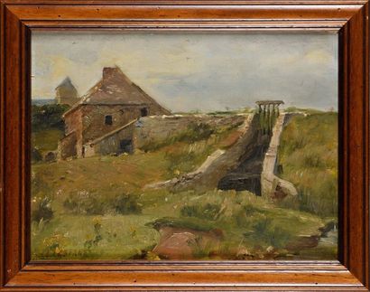 EDME EMILE LABORNE (1837-1913) Country landscape...