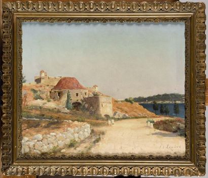 null ANDRE VAUTIER (1861-1941) Mediterranean Landscape Oil on canvas Signed lower...