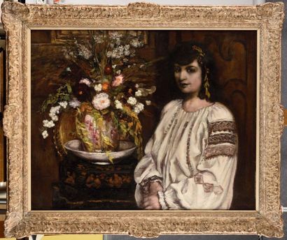  ÉMILE BERNARD (FRA/ 1868-1941) La sicilienne au bouquet de fleurs signé et daté... Gazette Drouot
