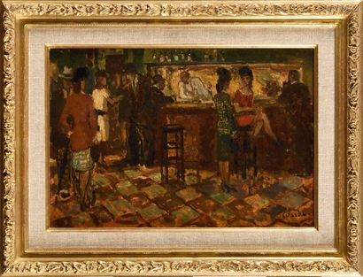MARCEL COSSON (1878-1956) Au bar Huile sur...