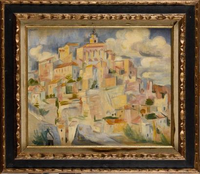 null ANDRE LHOTE (1885-1962) Le peintre devant Gordes Huile sur toile Signé en haut...