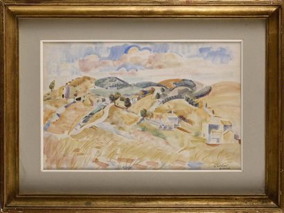 null ANDRE LHOTE (1885-1962) Landscape of the Drôme, the Contadour Watercolour Signed...