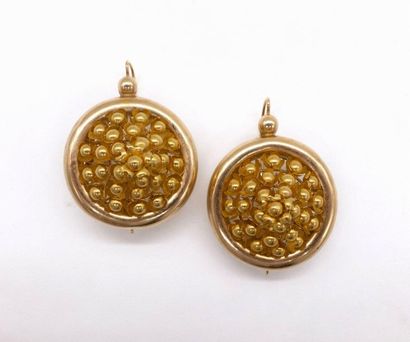 Pair of EARRINGS in 18K yellow gold with...