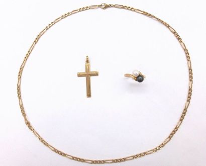 null JEWELRY SET comprising an 18K yellow gold chain, an 18K yellow gold cross and...